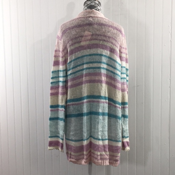 Lane Bryant Blue Purple Striped Drape Cardigan Sweater Womens 18/20 Cozy - Picture 3 of 12